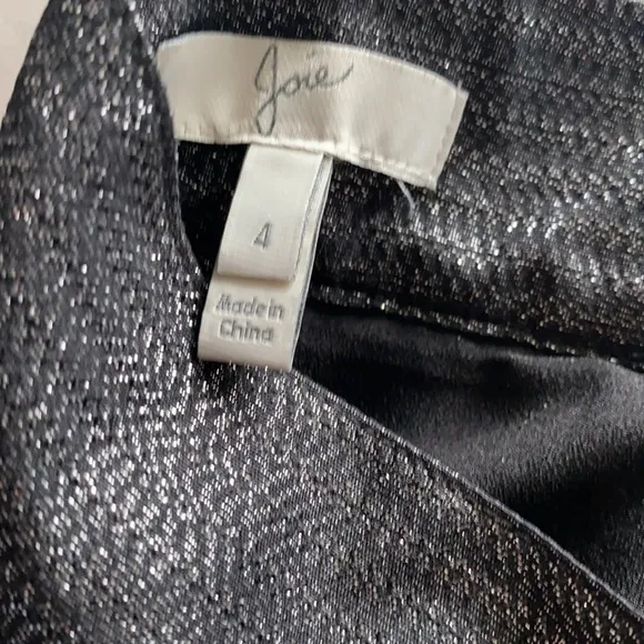 Joie Black Silver Metallic A-line Mini Skirt 4