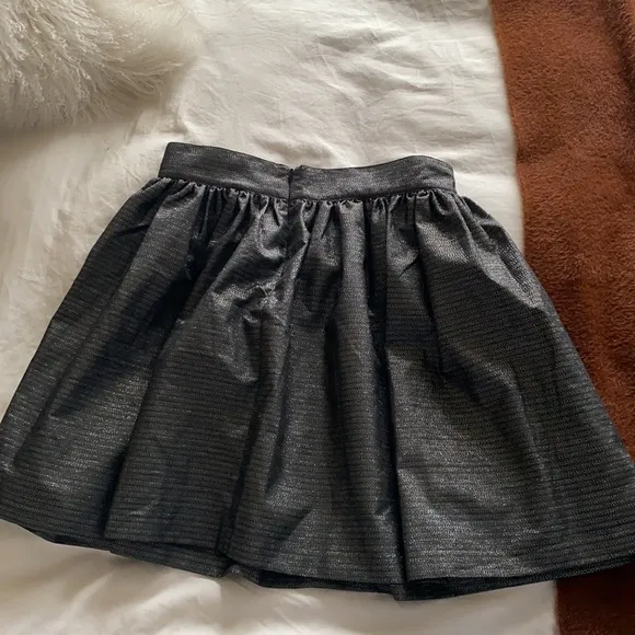 Joie Black Silver Metallic A-line Mini Skirt 4