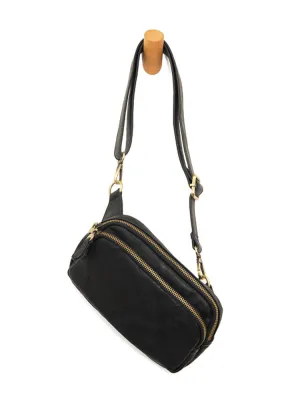 Joy Susan : Kylie Double Zip Sling / Belt Bag - Black
