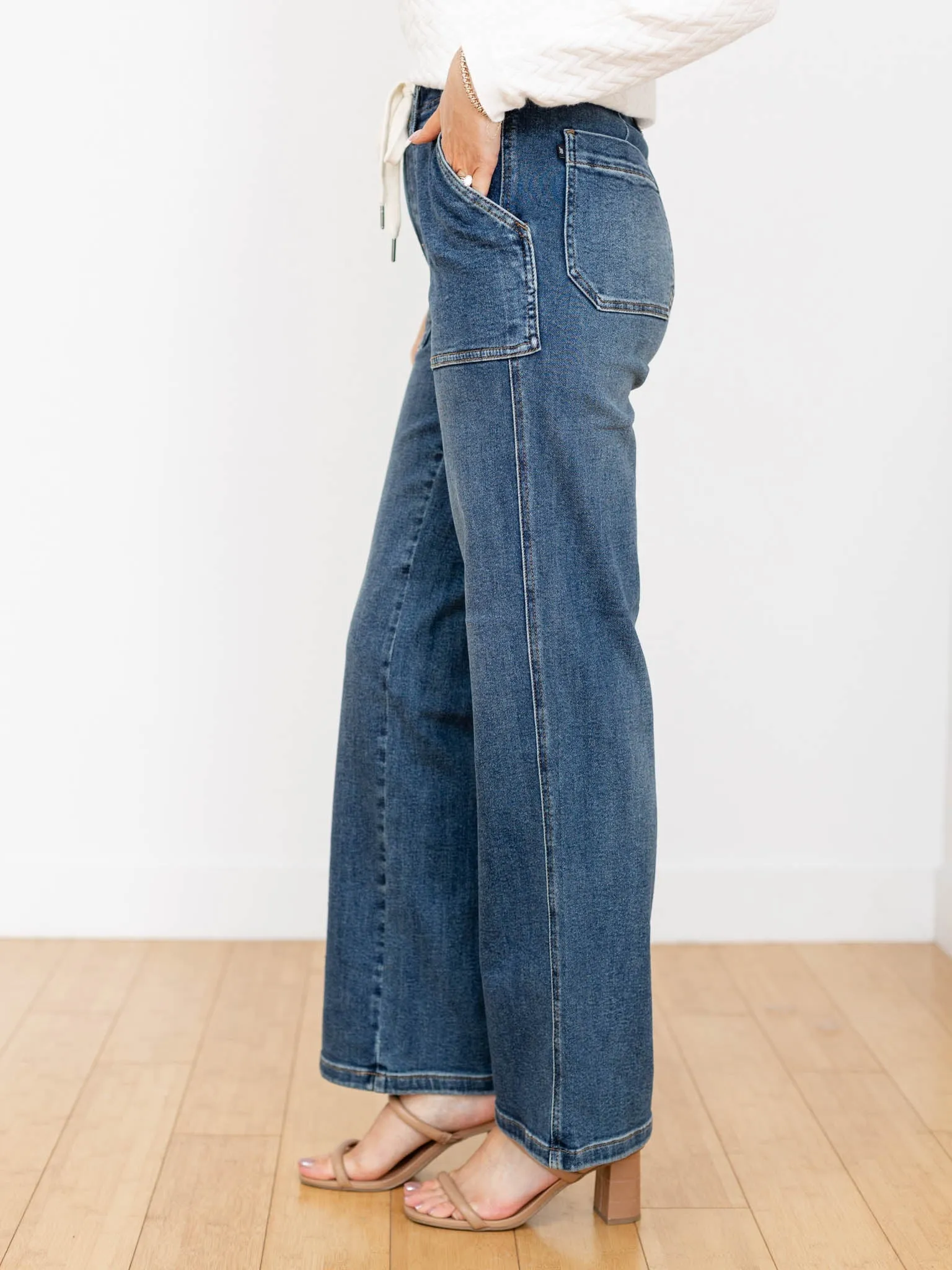 Judy Blue Medium High Waist Drawstring Wide