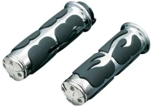 Kuryakyn 6262 Motorcycle Handlebar Accessory: ISO Flame Hand Grips, Universal Fit for 1" Diameter Handlebars, Chrome, 1 Pair