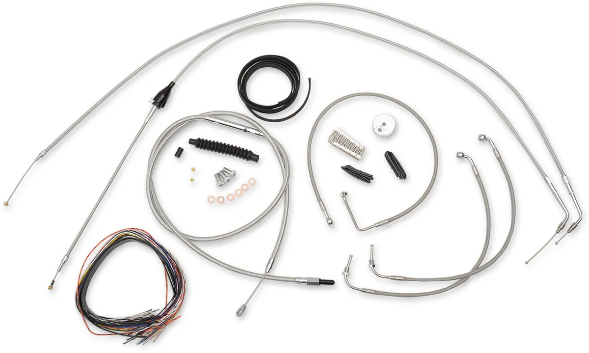 LA Choppers LA-8005KT2A-13 Complete Handlebar Cable/Brake & Clutch Line/Wire Kit - Stainless Braided