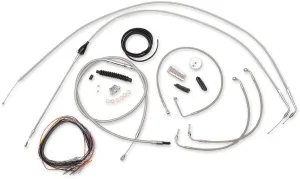 LA Choppers LA-8005KT2A-13 Complete Handlebar Cable/Brake & Clutch Line/Wire Kit - Stainless Braided