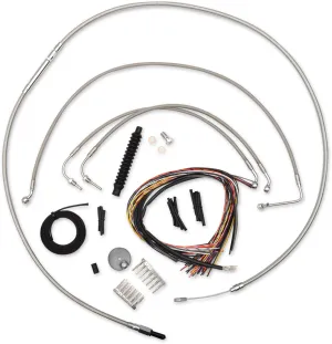 LA Choppers LA-8010KT2-16 Complete Handlebar Cable/Brake & Clutch Line/Wire Kit - Stainless Braided