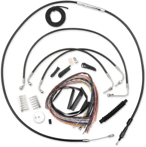LA Choppers LA-8011KT2-16B Complete Handlebar Cable and Brake Line Kit - Black Vinyl/Stainless