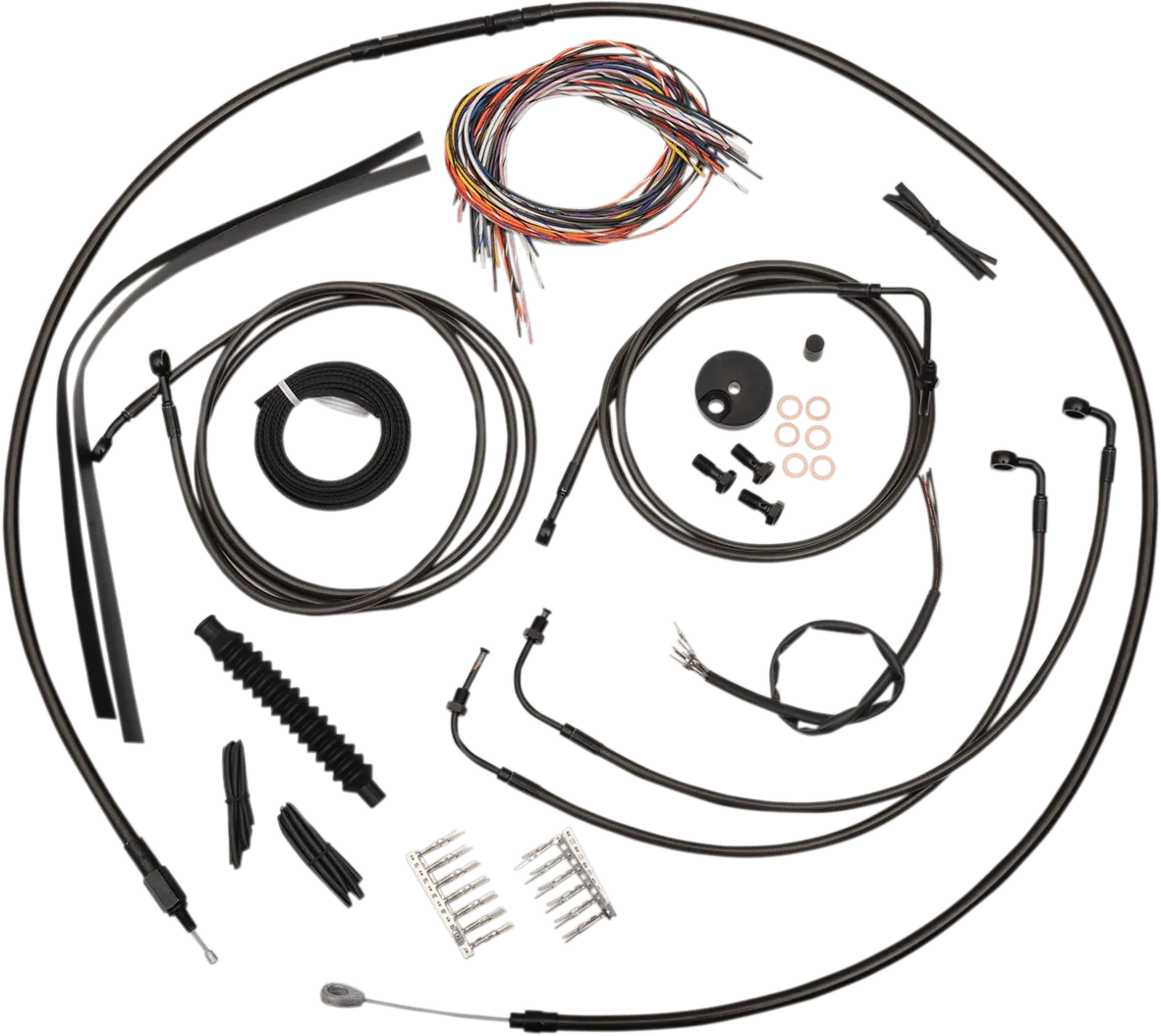 LA Choppers LA-8050KT2-19M Complete Handlebar Cable and Brake Line Kit - Midnight