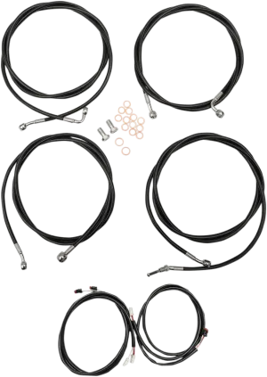 LA Choppers LA-8054KT3-13B Complete Handlebar Cable/Brake & Clutch Line/Wire Kit - Black Vinyl/Stainless Braided