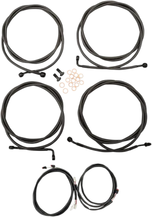 LA Choppers LA-8054KT3-13M Complete Handlebar Cable/Brake & Clutch Line/Wire Kit - Midnight Braided