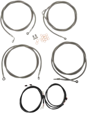 LA Choppers LA-8054KT3-16 Complete Handlebar Cable/Brake & Clutch Line/Wire Kit - Stainless Braided