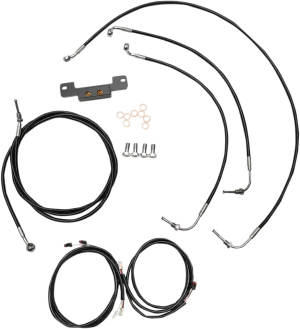 LA Choppers LA-8055KT3-19B Complete Handlebar Cable/Brake & Clutch Line/Wire Kit - Black Vinyl/Stainless Braided