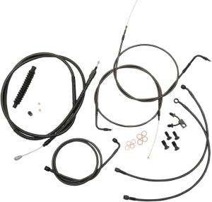 LA Choppers LA-8122KT-19M Standard Handlebar Cable/Brake & Clutch Line/Wire Kit - Midnight Black
