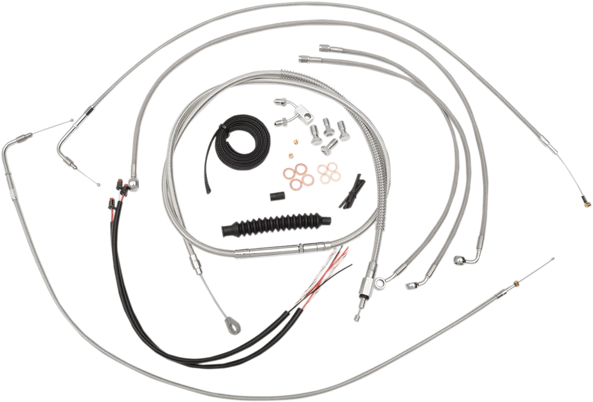 LA Choppers LA-8122KT2-13 Complete Handlebar Cable/Brake & Clutch Line/Wire Kit - Stainless Braided