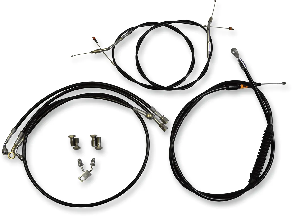 LA Choppers LA-8123KT-16B Standard Handlebar Cable/Brake & Clutch Line/Wire Kit - Black Vinyl/Stainless