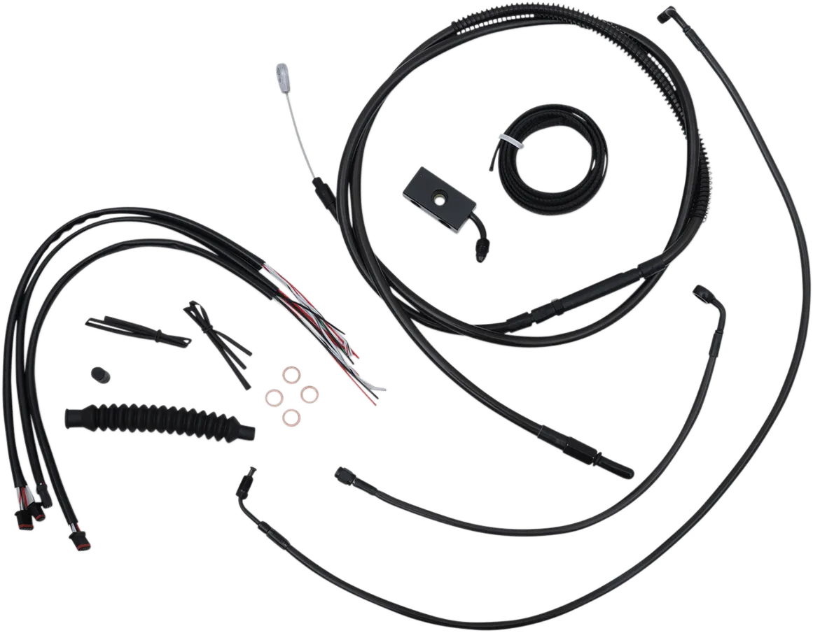 LA Choppers LA-8152KT2-13M Complete Handlebar Cable/Brake & Clutch Line/Wire Kit - Midnight