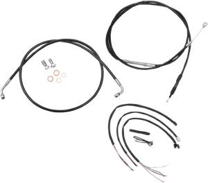 LA Choppers LA-8153KT2-19B Complete Handlebar Cable/Brake & Clutch Line/Wire Kit - Black Vinyl/Stainless Braided