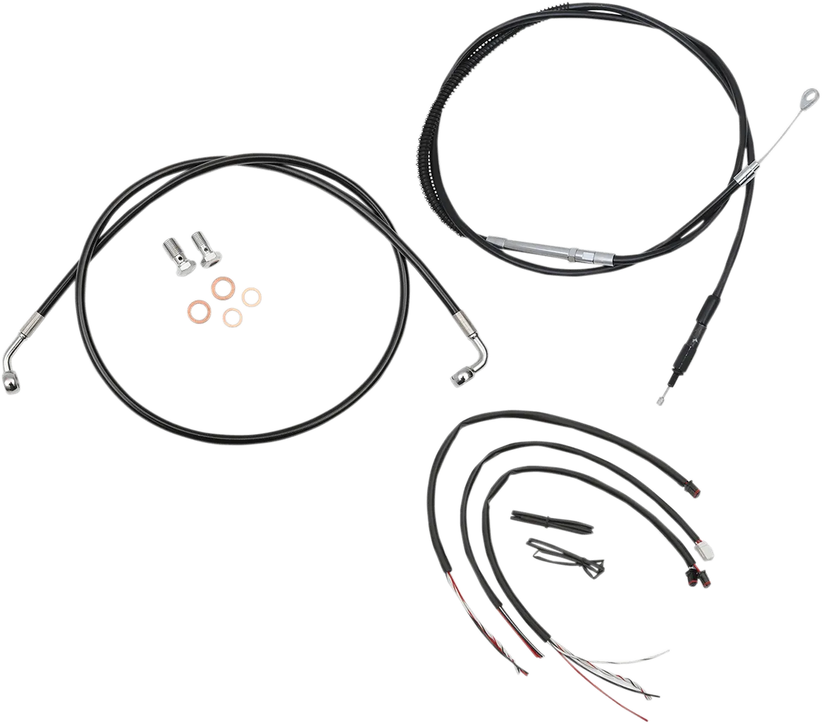 LA Choppers LA-8153KT2-19B Complete Handlebar Cable/Brake & Clutch Line/Wire Kit - Black Vinyl/Stainless Braided