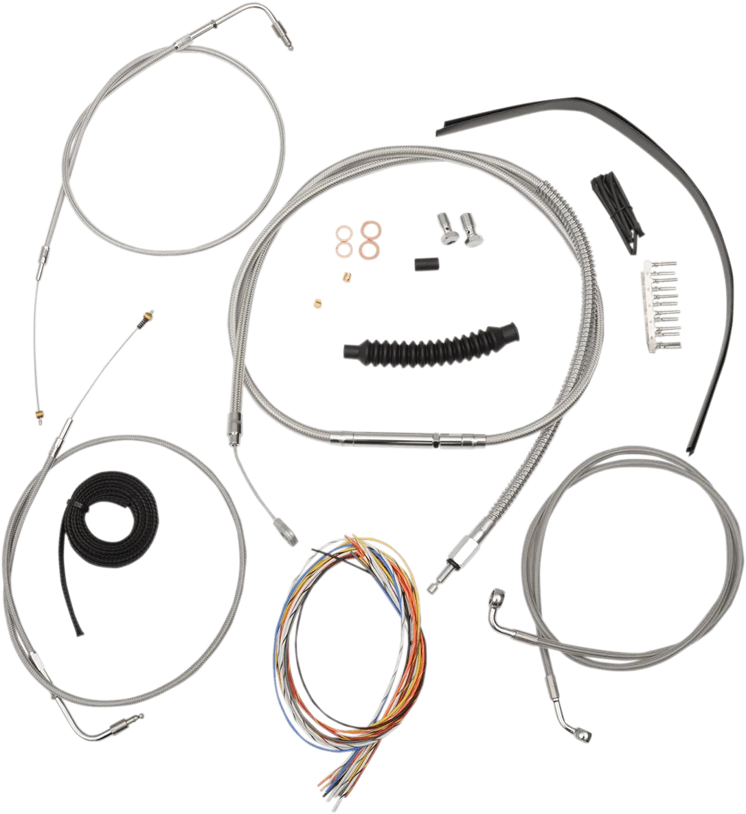 LA Choppers LA-8320KT2A-13 Complete Handlebar Cable/Brake & Clutch Line/Wire Kit - Stainless Braided