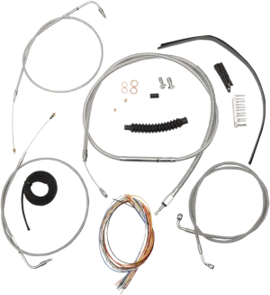 LA Choppers LA-8320KT2B-08 Complete Handlebar Cable/Brake & Clutch Line/Wire Kit - Stainless Braided