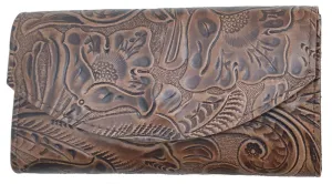 Ladies Leather Organizer Wallet - made in USA - Brown