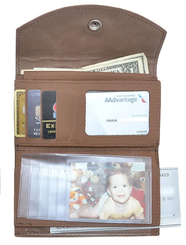 Ladies Leather Organizer Wallet - made in USA - Brown