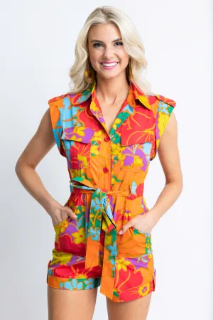 Large Multi Floral Utility Romper
