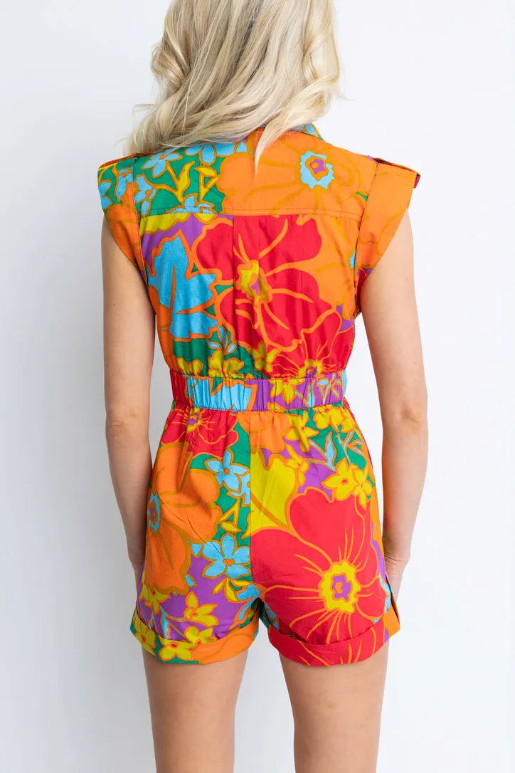 Large Multi Floral Utility Romper