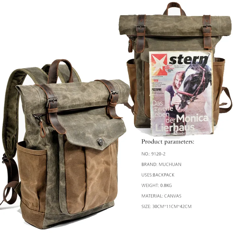 Large Waterproof Canvas Backpack 15.6in