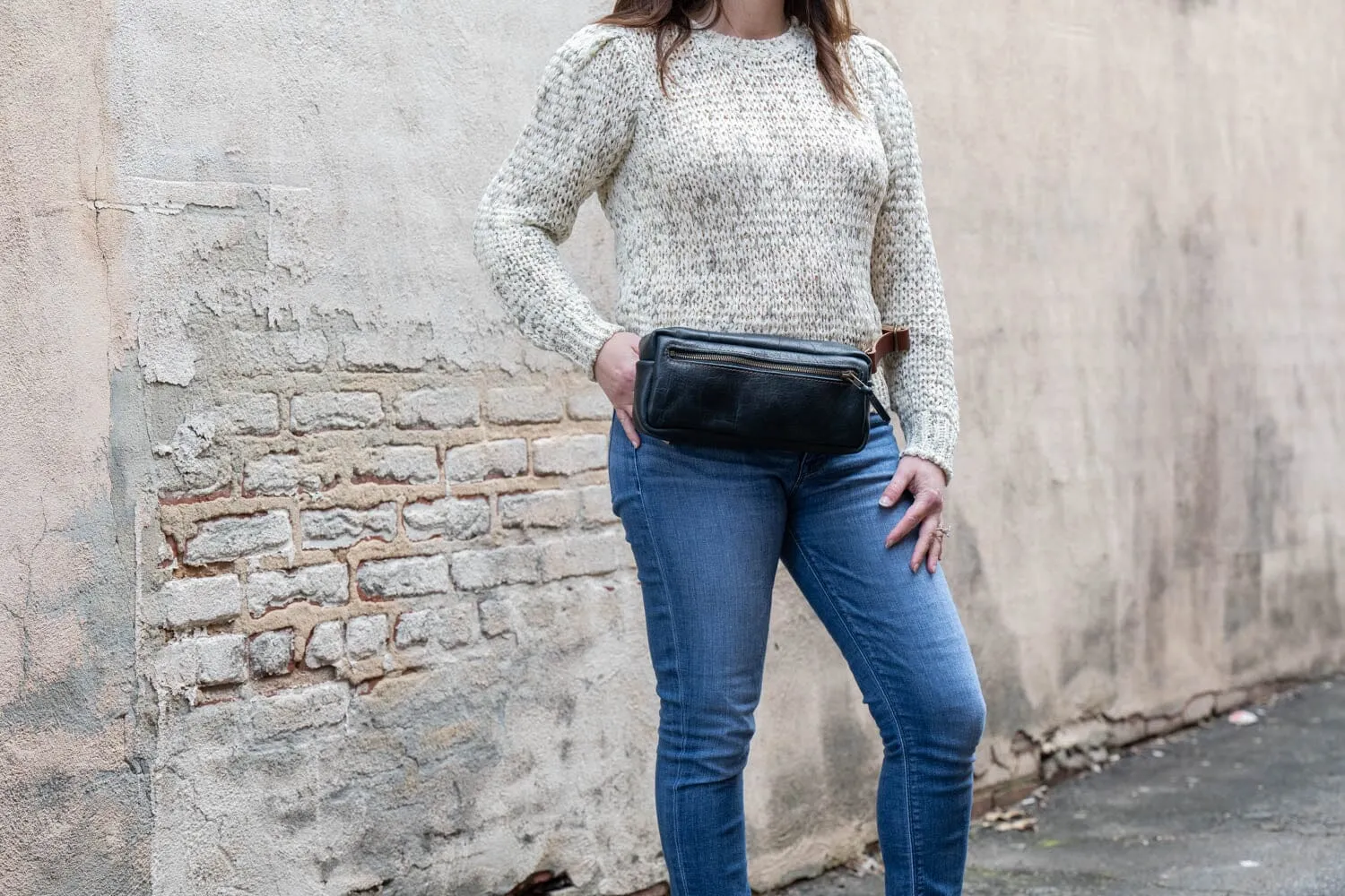 LEATHER FANNY PACK / LEATHER WAIST BAG - DELUXE - INDIGO BISON