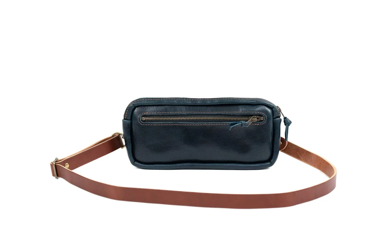 LEATHER FANNY PACK / LEATHER WAIST BAG - DELUXE - INDIGO BISON