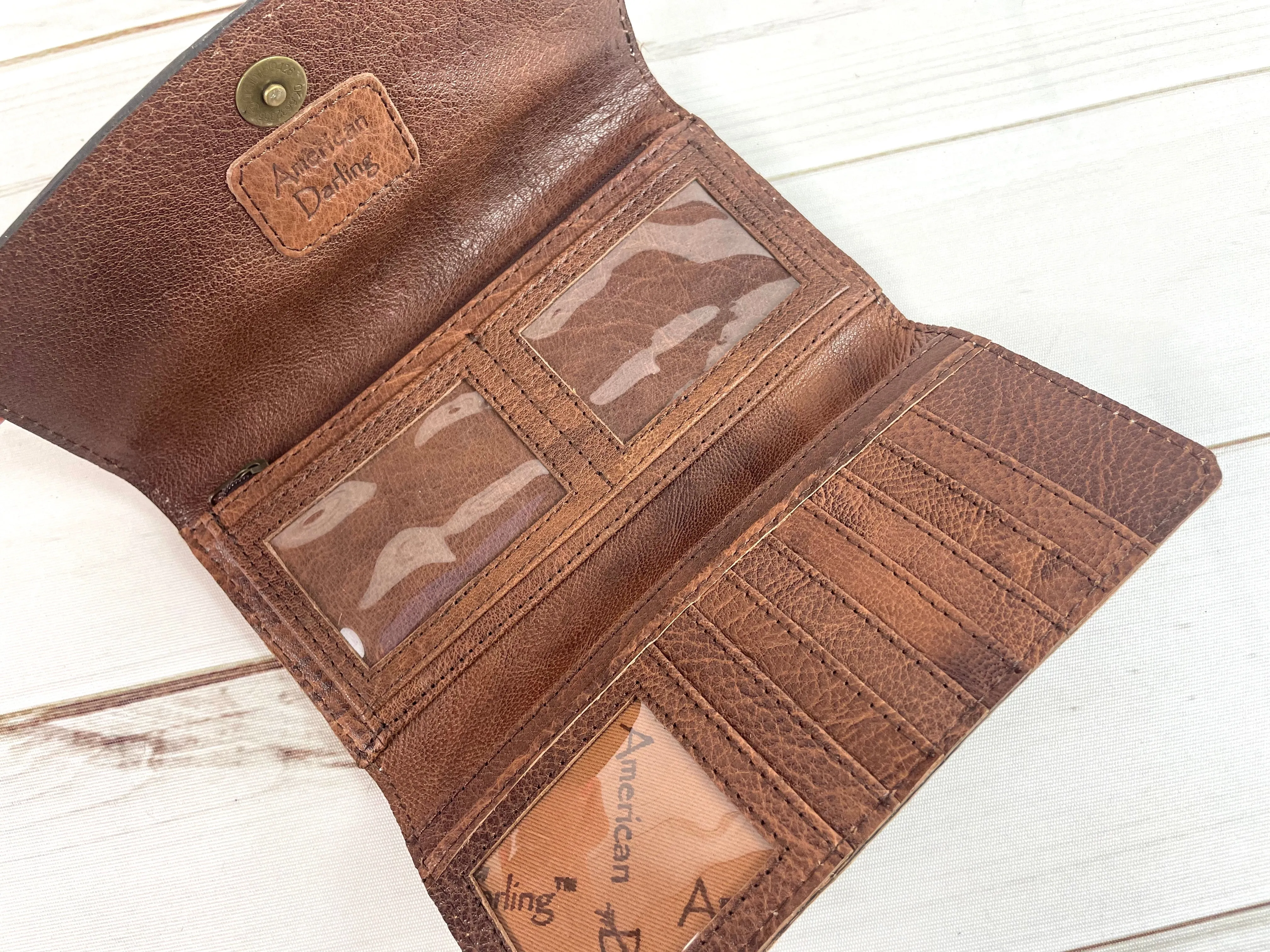 Leather Leaf Tooled Hide Wallet