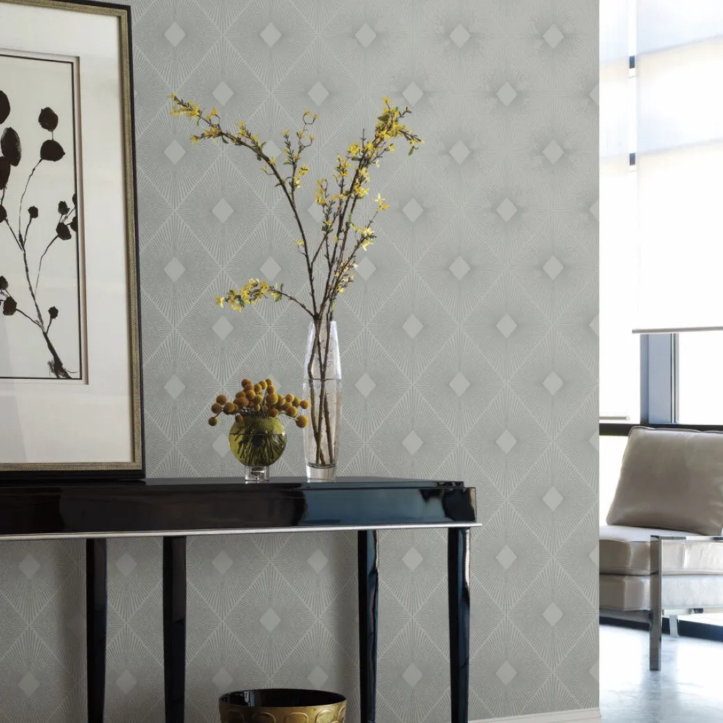 Light Grey & Silver Harlowe Wallpaper (57 SqFt)