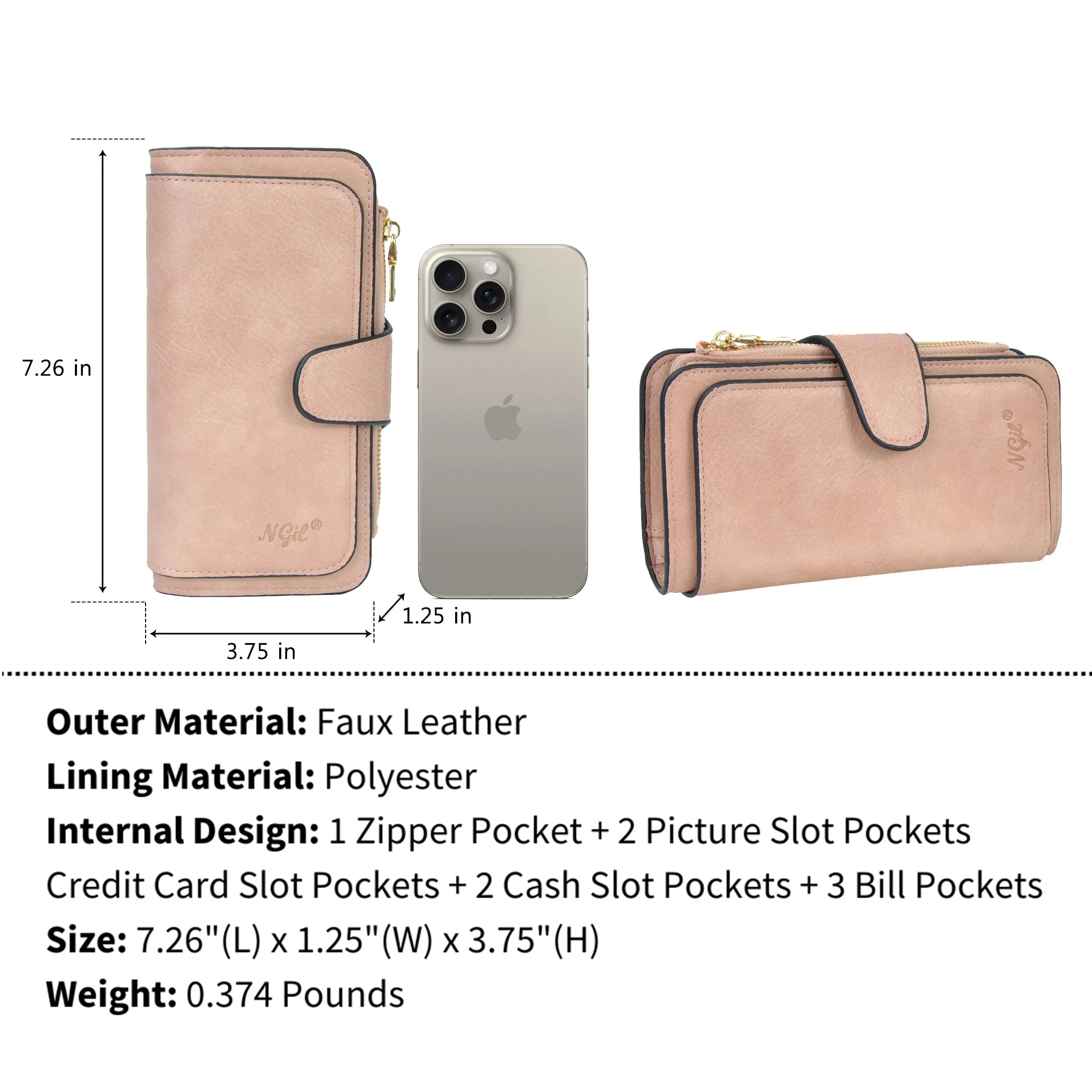 Light Pink NGIL Trifold Wallet