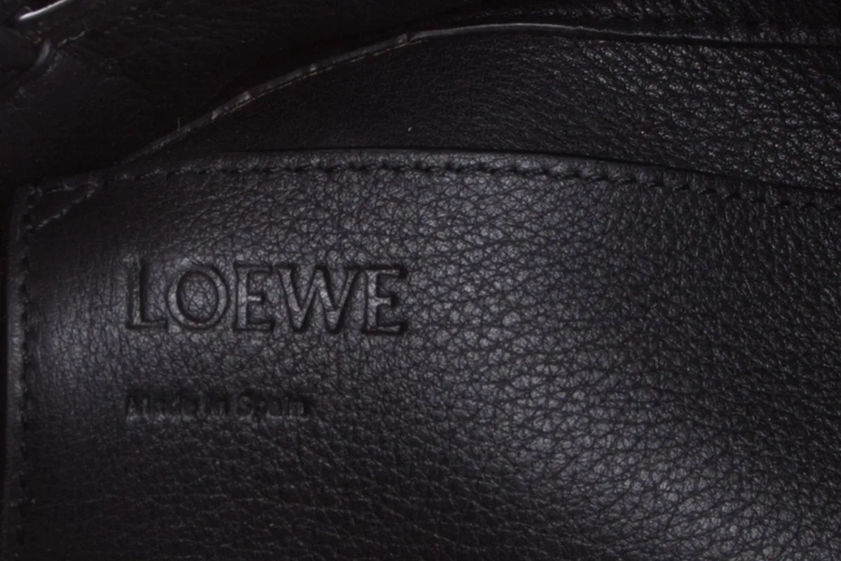 Loewe Black Leather & Multicolor Oriental Silk Print Backpack
