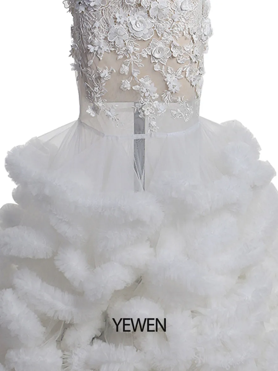 Long Sleeve Maternity Dress Elegant Flower Off Shoulder Sheath Mermaid Wedding Dress 100056