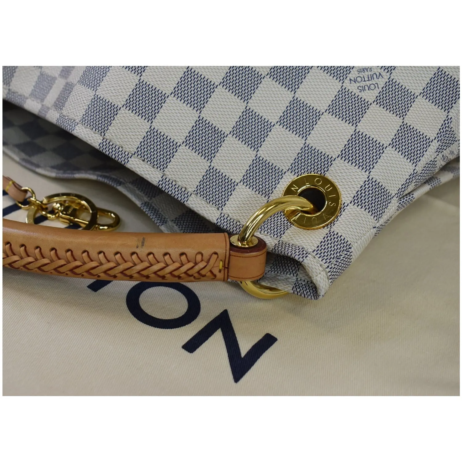 LOUIS VUITTON Artsy MM Damier Azur Shoulder Bag White