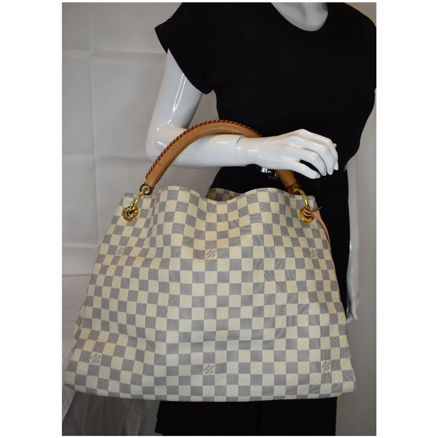 LOUIS VUITTON Artsy MM Damier Azur Shoulder Bag White
