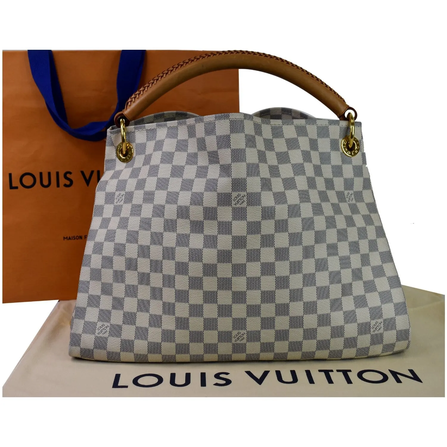 LOUIS VUITTON Artsy MM Damier Azur Shoulder Bag White
