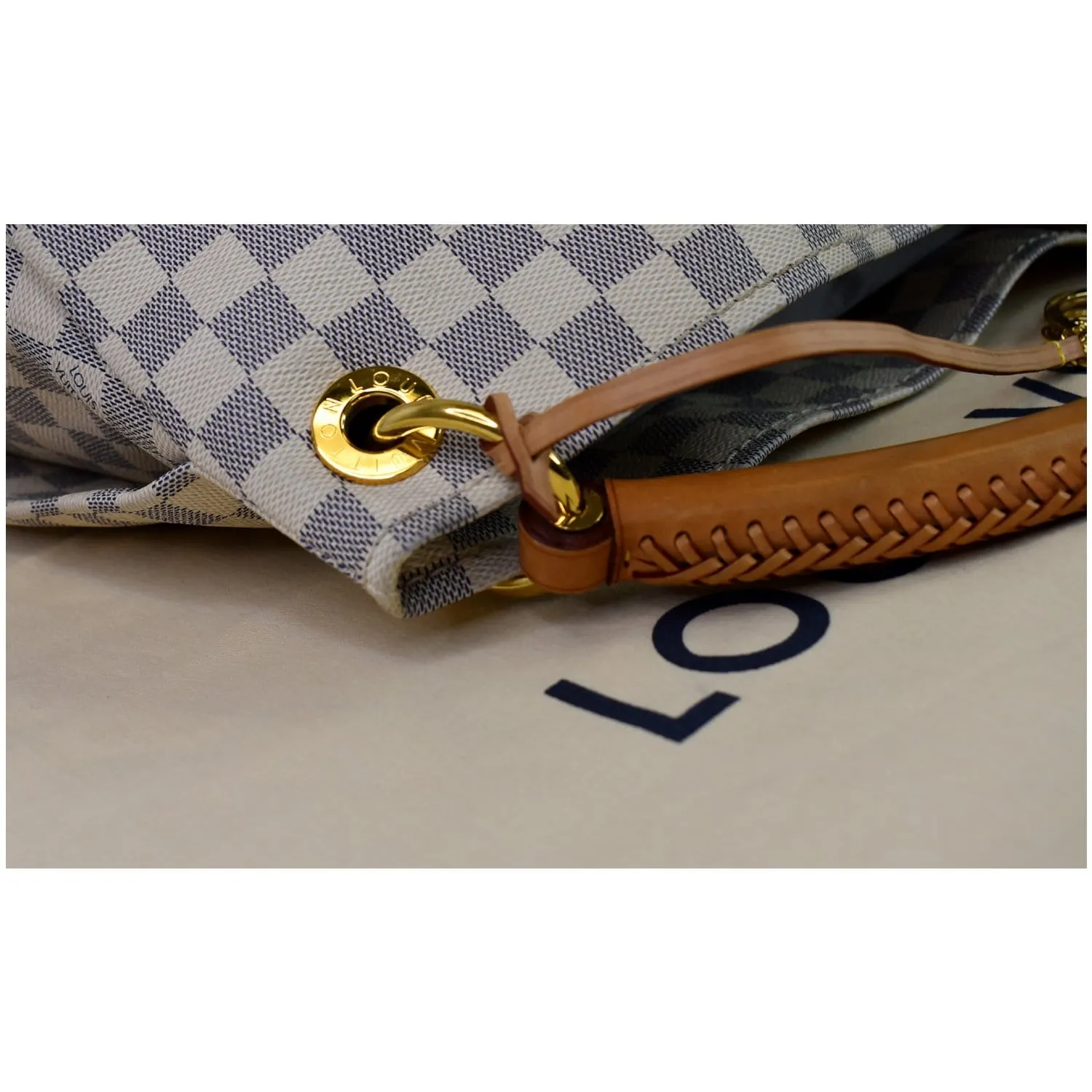 LOUIS VUITTON Artsy MM Damier Azur Shoulder Bag White