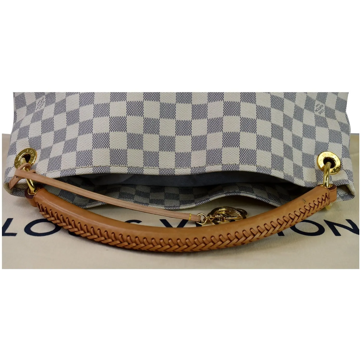 LOUIS VUITTON Artsy MM Damier Azur Shoulder Bag White