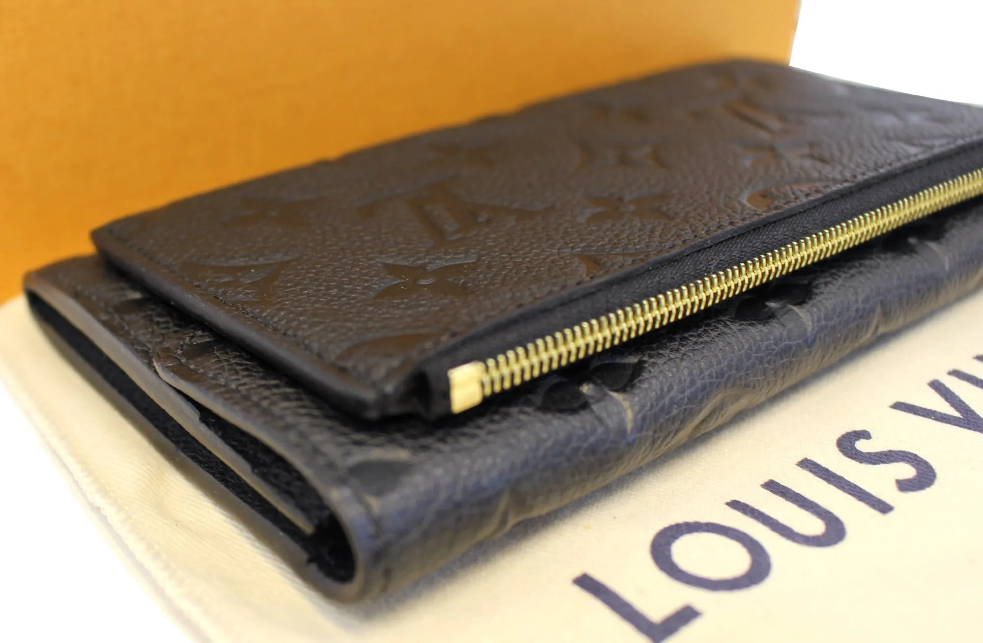 LOUIS VUITTON Black Monogram Empreinte Leather Curieuse Wallet