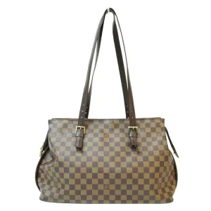 LOUIS VUITTON Chelsea Damier Ebene Shoulder Bag Brown