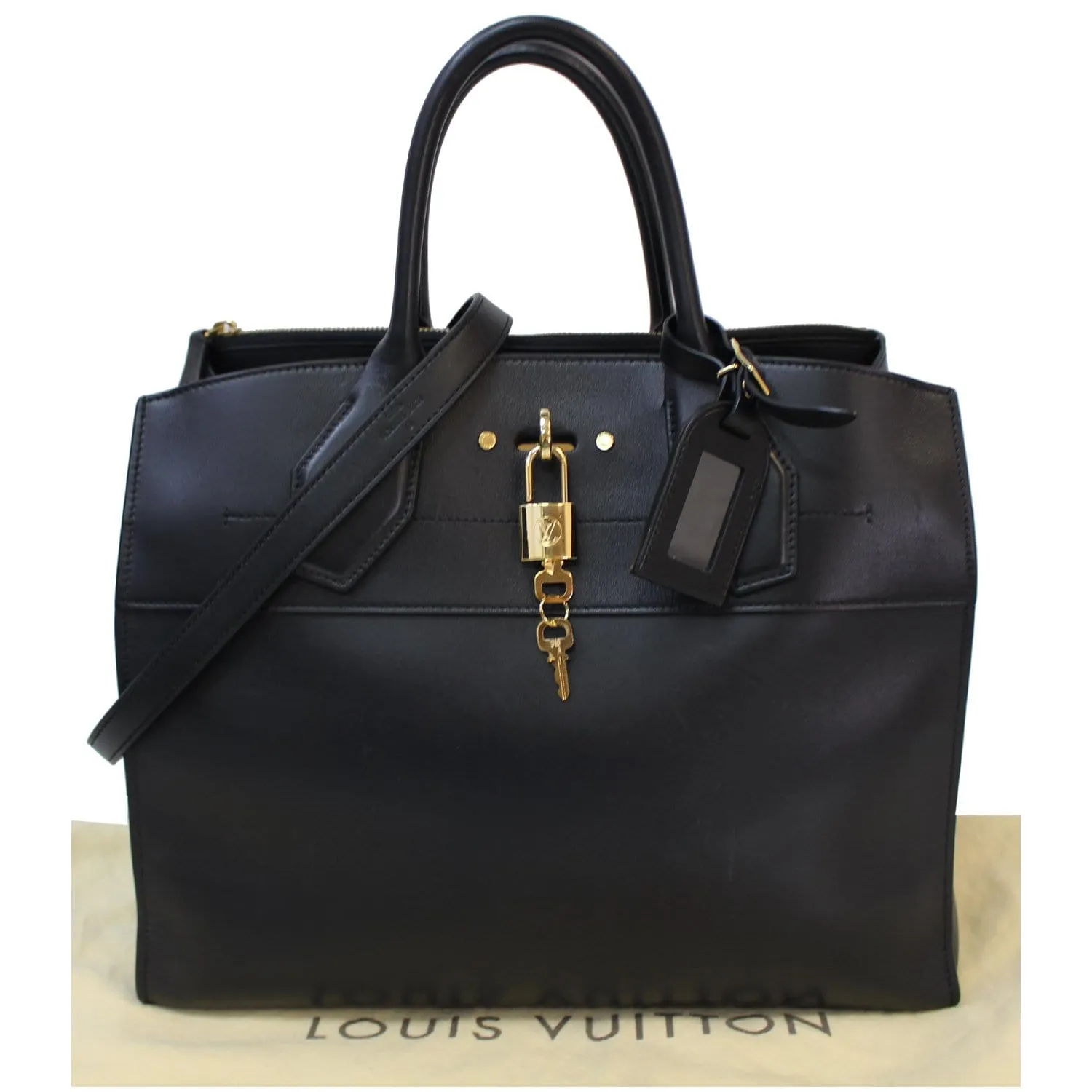 LOUIS VUITTON City Steamer GM Noir Black Leather Shoulder Bag - 15% OFF