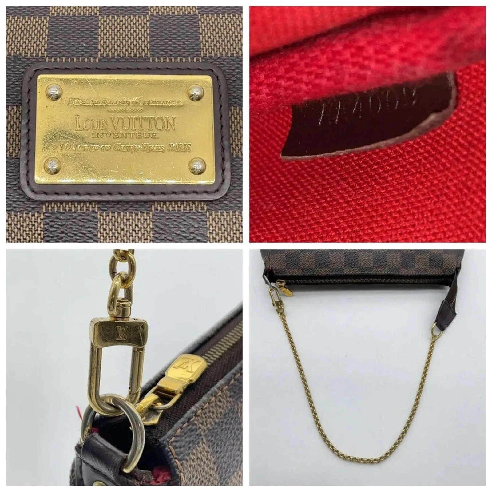 Louis Vuitton Damier Ebene Eva Shoulder Bag W/box