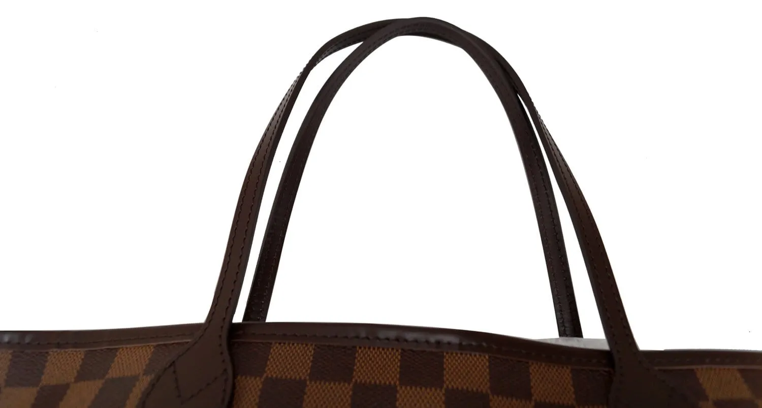 LOUIS VUITTON Damier Ebene ROSE BALLERINE Neverfull MM NM Tote