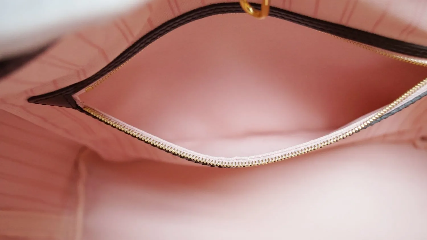 LOUIS VUITTON Damier Ebene ROSE BALLERINE Neverfull MM NM Tote