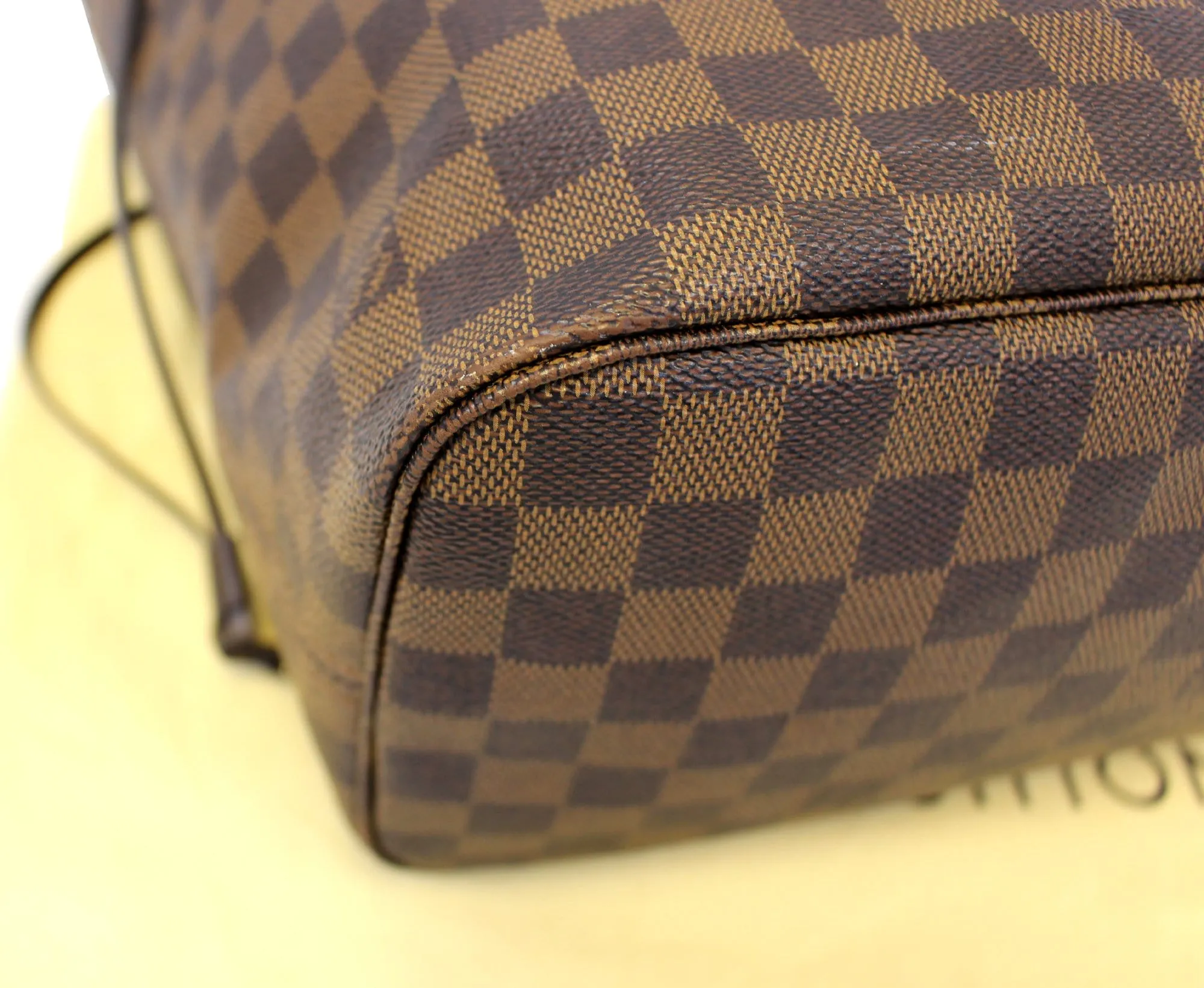 LOUIS VUITTON Damier Ebene ROSE BALLERINE Neverfull MM NM Tote