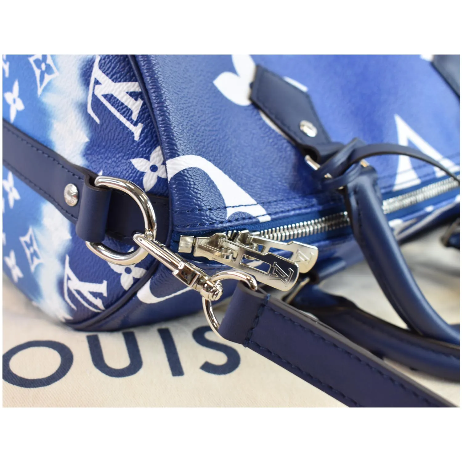 LOUIS VUITTON Escale Speedy 30 Bandouliere Monogram Canvas Shoulder Bag Blue