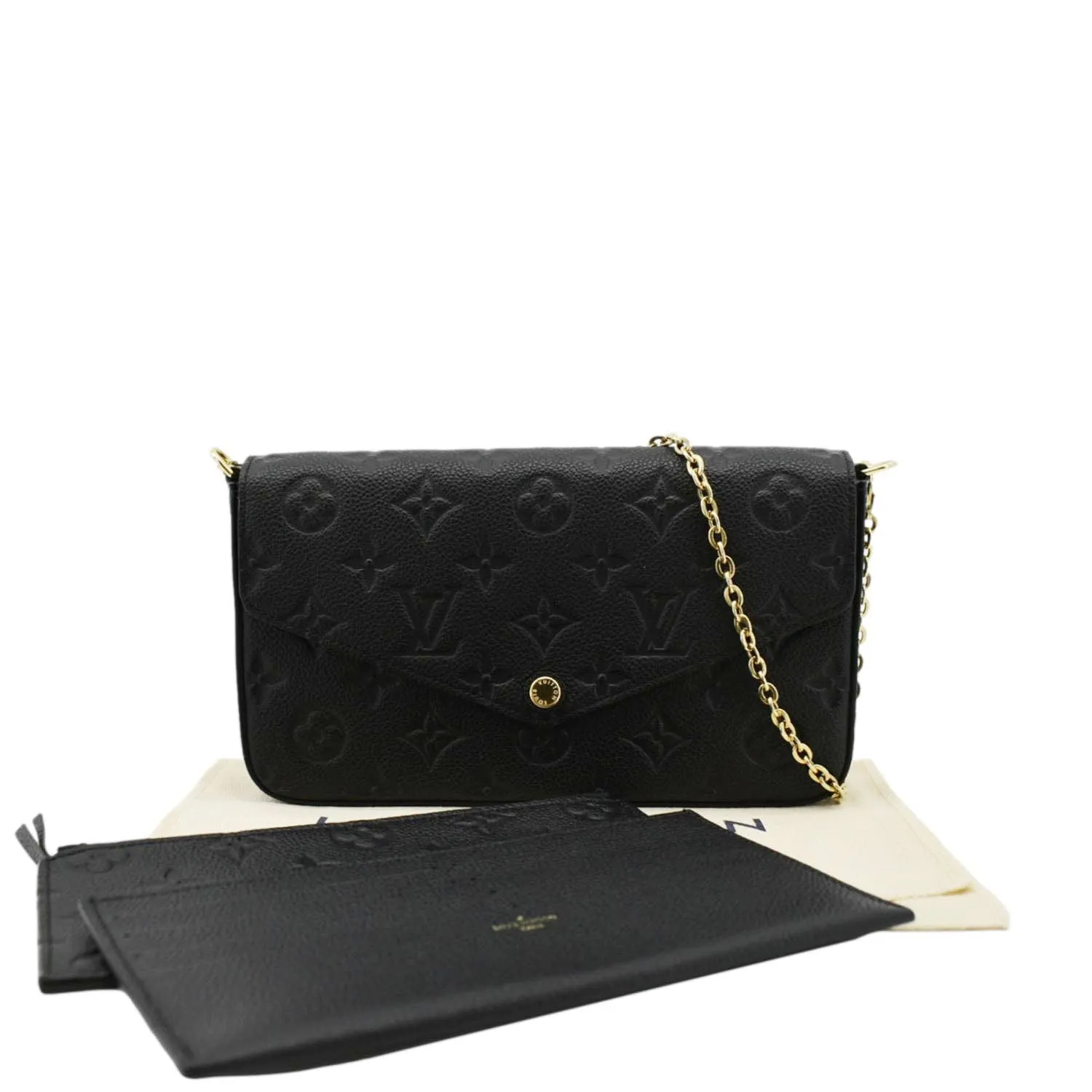 LOUIS VUITTON Felicie Monogram Empreinte Pochette Shoulder Bag Black