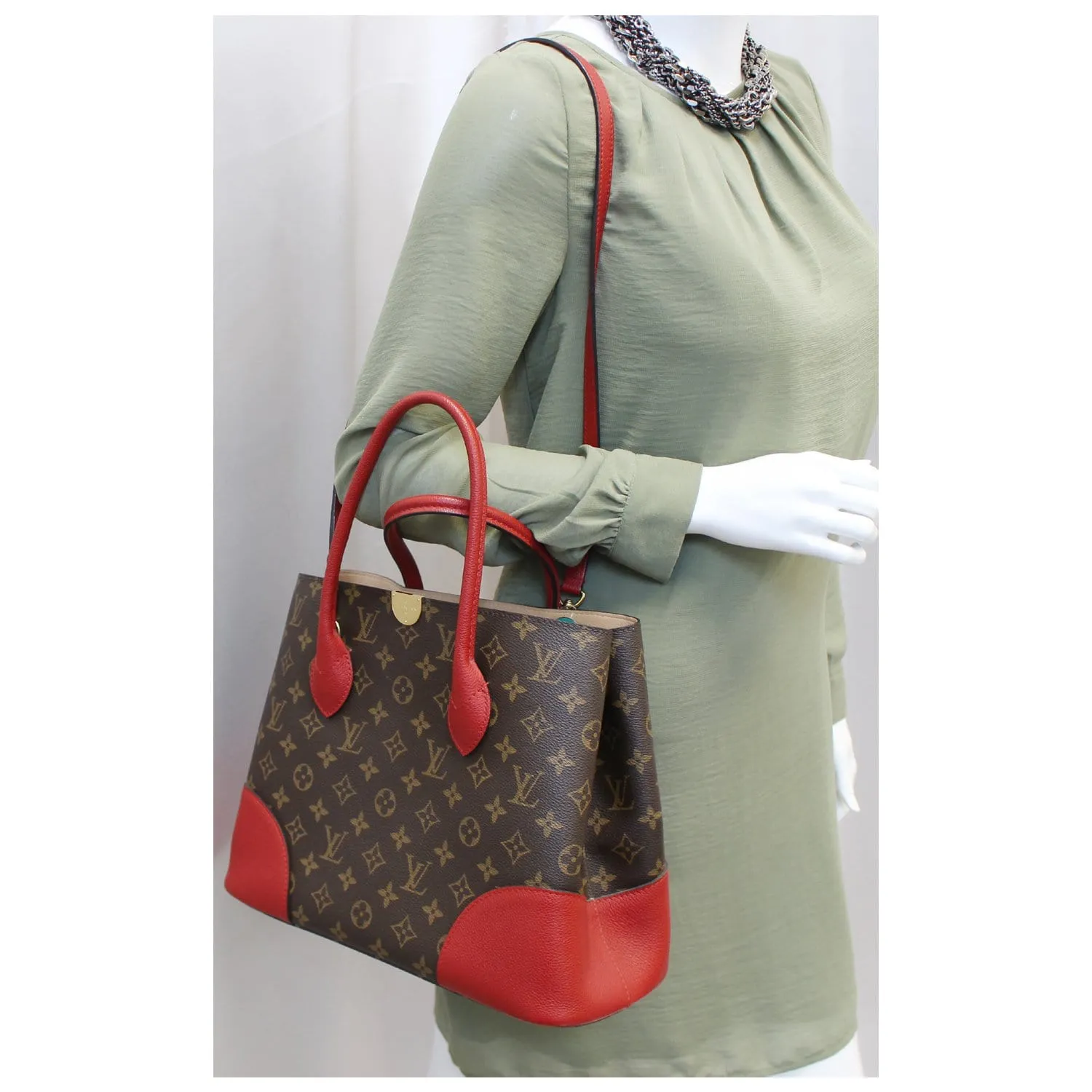 LOUIS VUITTON Flandrin Monogram Canvas Tote Shoulder Bag Cherry - 15% OFF