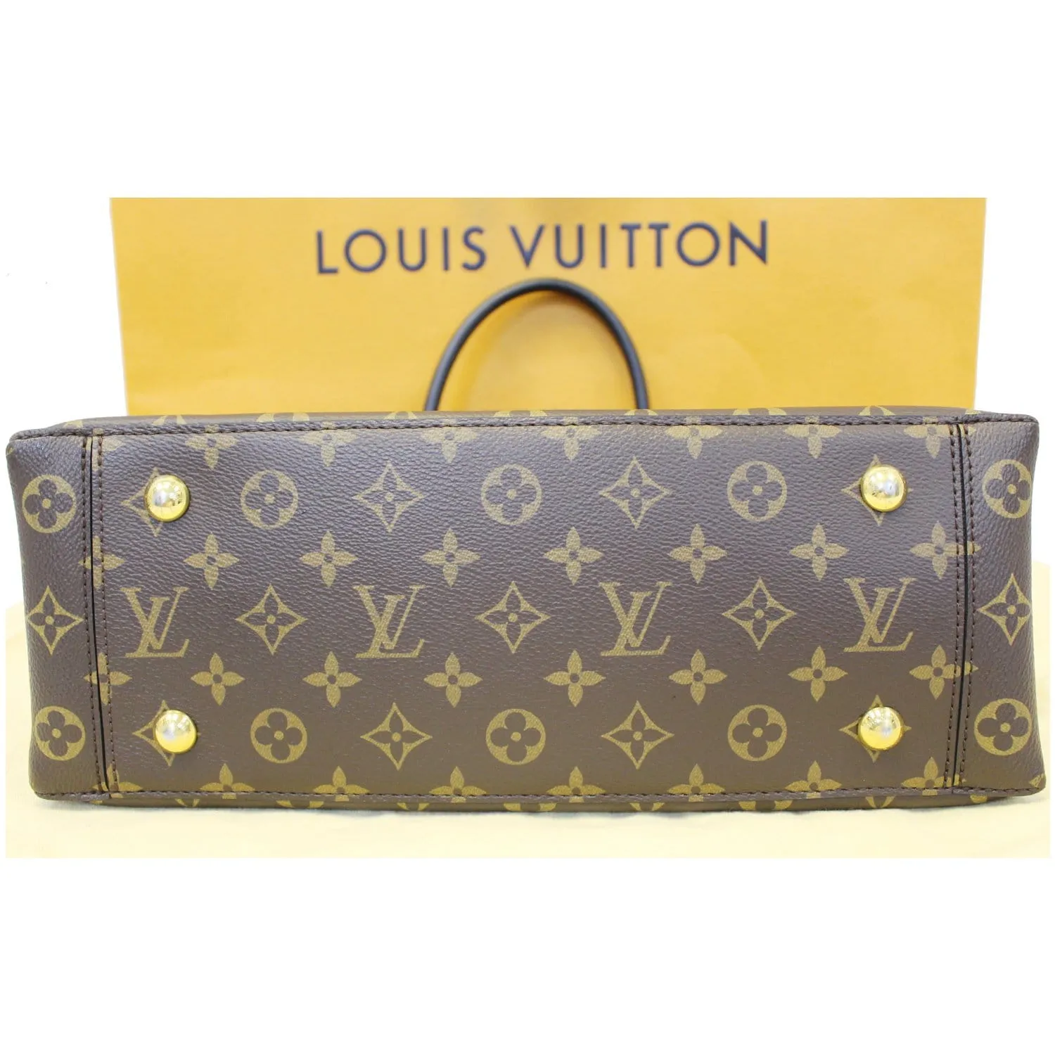 LOUIS VUITTON Flower Monogram Canvas Tote Bag Brown
